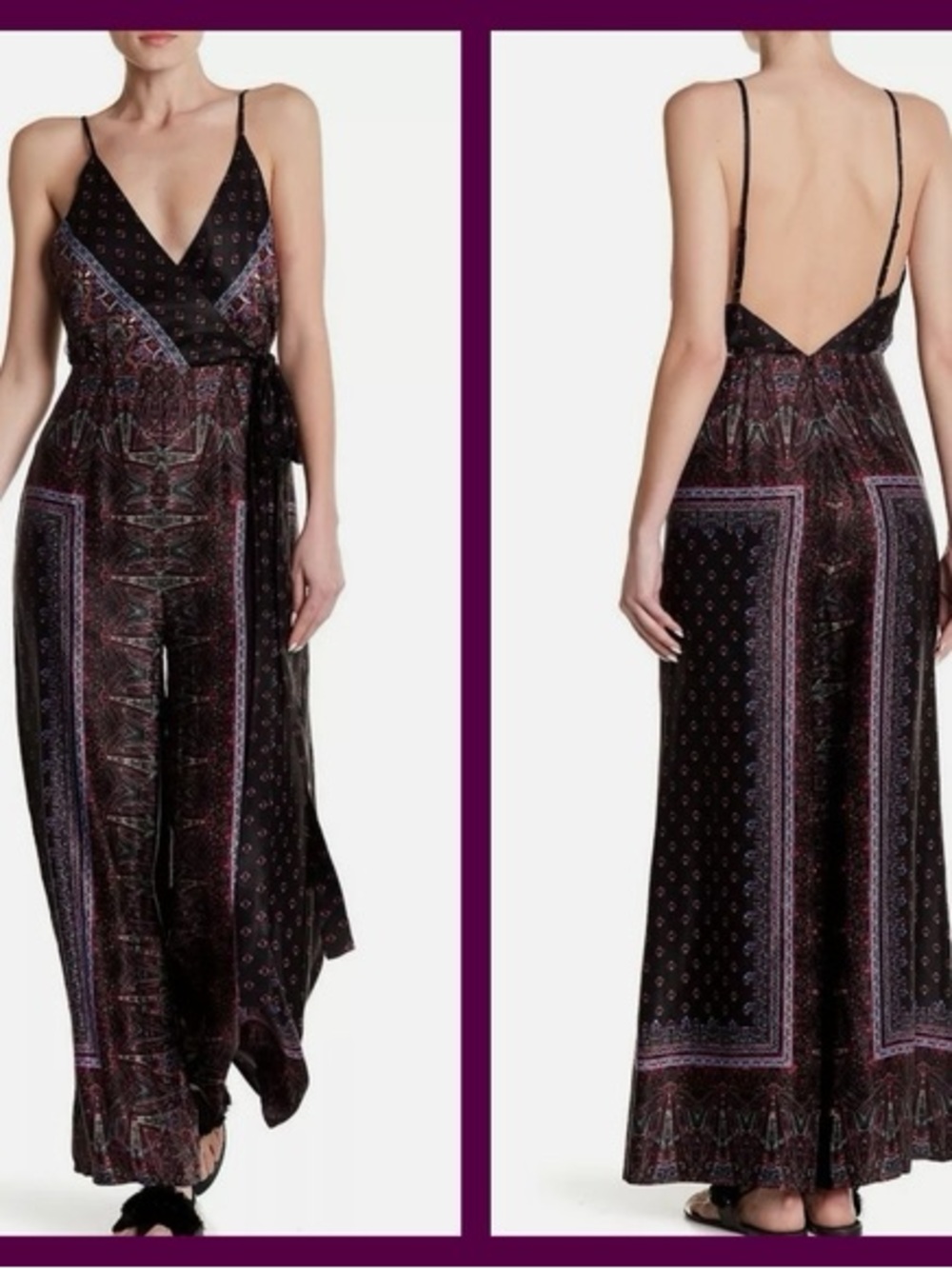 Free People Cabbage Rose black jumpsuit sz 8 “Berry Twilight”